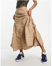Collusion - Cotton Ruched Tiered Midi Skirt - Lyst
