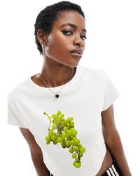 ASOS - T-shirt côtelé effet rétréci à imprimé graphique raisins - Lyst