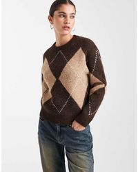 New Look - Argyle Print Jumper - Lyst