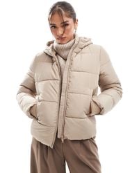Pieces - Padded Coat With Hood - Lyst