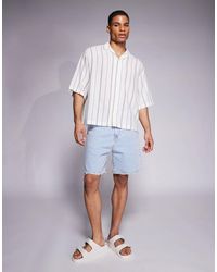 ASOS - Chemise texturée oversize coupe carrée avec col à revers et rayures - vert/ - Lyst