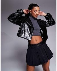 River Island - Faux Leather Crop Trench - Lyst