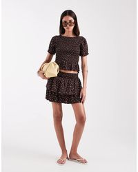 ONLY - Mini Rok Met Ruches En Stippen - Lyst