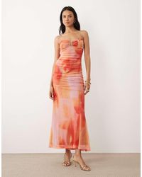 Bardot - Stephanie Strapless Mesh Maxi Dress With Metal Hardware - Lyst