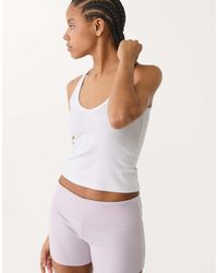 Stradivarius - T-Shirt Bianca Con Scollo A V E Dorso A Vogatore - Lyst