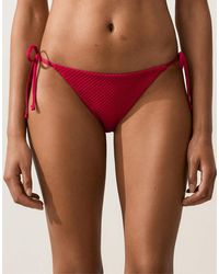 Oysho - Medium-Coverage Waffle Bikini Briefs With Ties - Lyst