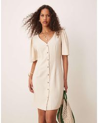 Jdy - Linen Mix Mini Shirt Dress - Lyst