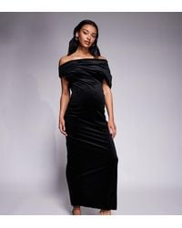 ASOS - Asos Design Maternity Velvet Midi Dress With Fallen Shoulder - Lyst