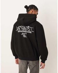 ASOS - Felpa Oversize Nera Con Cappuccio E Scritta - Lyst