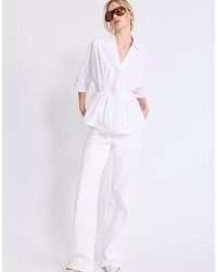 Stradivarius - Poplin Shirt With Kimono Sleeves And Pleats - Lyst