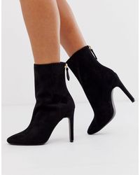 asos design realm leather mid ankle boots