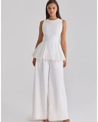 House Of Cb - Jae Cotton Wide Leg Trousers - Lyst
