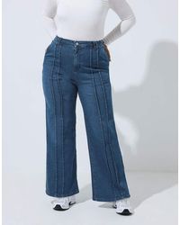 Yours Clothing - Seam Detail Wide Leg Jeans - Lyst