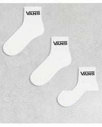 Vans - Pack De 3 Pares De Calcetines Blancos Clásicos De Media Caña De - Lyst