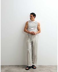 TOPMAN - Wide Leg Belted Textured Pants - Lyst