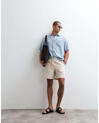 ASOS - Wide Linen Blend Shorts - Lyst