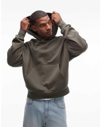 TOPMAN - Sudadera Extragrande Con Capucha De Tejido Grueso Premium De -Verde - Lyst