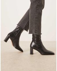 ASOS - Ramona Leather Square Toe Heeled Ankle Boots - Lyst