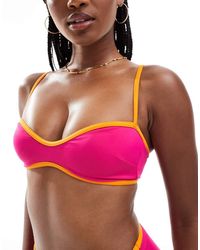 ASOS - Top Bikini A Fascia Modellante Con Profili A Contrasto - Lyst