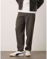 ASOS - Oversized Toelopende Pantalon Van Flanel Met Krijtstreep - Lyst