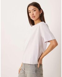 Gina Tricot - Recht T-Shirt Met Korte Mouwen - Lyst