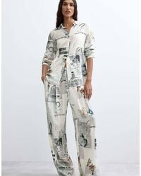 Desigual - Printed Wide-Leg Trousers - Lyst