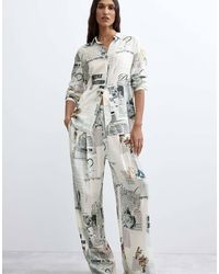 Desigual - Broek Met Wijde Pijpen En Print - Lyst