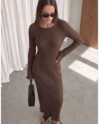 NA-KD - Knitted Round Neck Frill Maxi Dress - Lyst