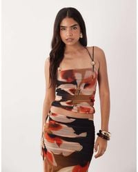 ASOS - Co-Ord Mesh Strappy Halter Neck Cami With Ruching - Lyst