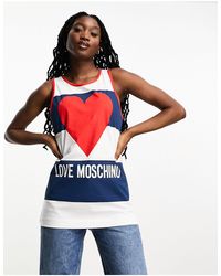 Love Moschino - Canotta a righe con logo a cuore - Lyst