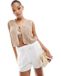 Vero Moda - Tie Front Crochet Sleeveless Vest - Lyst