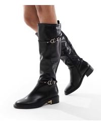 SEQWL Wide Fit - Latte Buckle Detail Refined Riding Boots - Lyst