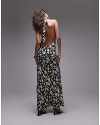TOPSHOP - Satin High Cowl Halter Maxi Dress - Lyst