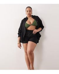 ASOS - Asos Design Curve Ipanema Sheer Beach Shorts With Linen - Lyst