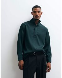 ASOS - Ruimvallend Overhead Overhemd Met Opstaande Boord - Lyst