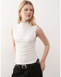 Weekday - Top Senza Maniche Bianco Con Collo Alto E Bottoni Laterali - Lyst
