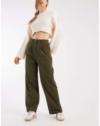 Miss Selfridge - Pantaloni Sartoriali A Fondo Ampio Color Oliva - Lyst