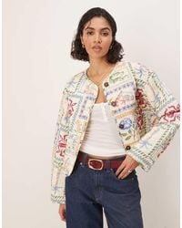 ASOS - Crop Collarless Quilted Jacket - Lyst