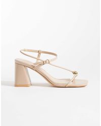 Glamorous - Block Heeled Sandals With Metal Detailing - Lyst