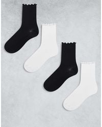 Pieces - 4 Pack Frilly Trim Socks - Lyst