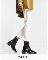 River Island - Wide Fit Patent Heeled Chelsea Boots - Lyst