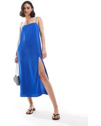 Mango - Midi Cami Jurk Met Split Aan De Voorkant - Lyst