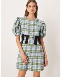 Sister Jane - Puff Sleeve Tailored Mini Dress With Bow Detail - Lyst