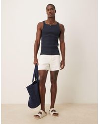 ASOS - Shorter Length Slim Denim Shorts With Rip Detail - Lyst