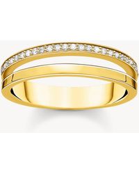 Thomas Sabo - – zweireihiger ring aus 925er-sterlingsilber mit 18-karätiger vergoldung - Lyst