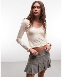 Monki - V-neck Long Sleeve Top - Lyst
