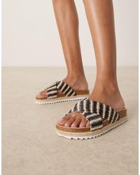 ASOS - – jessica – espadrilles-pantoletten mit überkreuzten riemen und naturfarbenen streifen - Lyst
