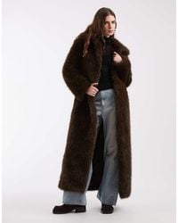 Noisy May - Faux Fur Maxi Coat - Lyst
