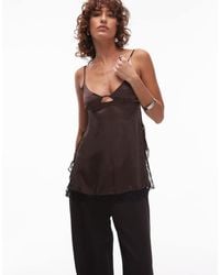 ASOS - Satin Lace Trim Longline Cami Top - Lyst