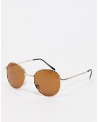 South Beach Minimal Aviator Foldable Sunglasses - Brown